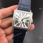 Clone Franck Muller Master Square Blue Leather Diamond Bezel Watch